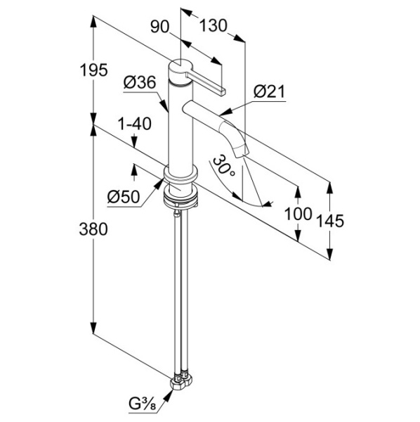 Смеситель для раковины Kludi Nova Fonte 200260515 хром