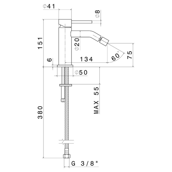 Смеситель для биде Newform X-Steel 316 69626X.50.050 латунь stainless steel