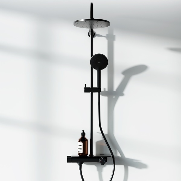 Душевая система со смесителем Damixa Jupiter 977750300 монтаж настенная с термостатом черный матовый