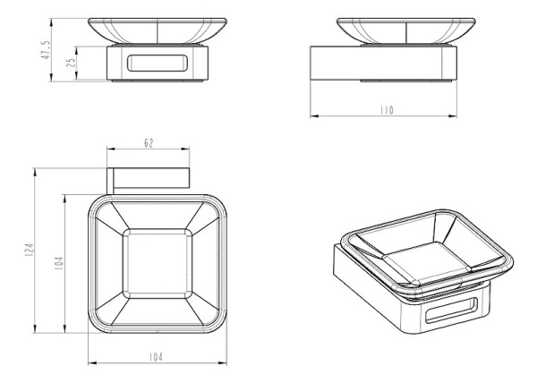 Мыльница Boheme Q 10943-SGM латунь стекло