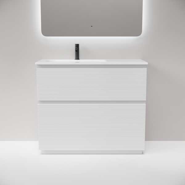 Тумба под раковину напольная Sancos Folk Floor FL100FLW 100 см  2 ящика цвет белая матовая 