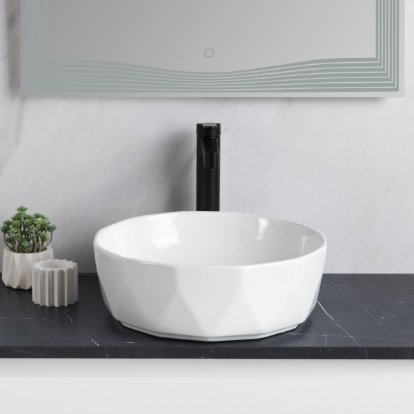 Раковина накладная круглая BelBagno  BB1409 фаянс цвет белый