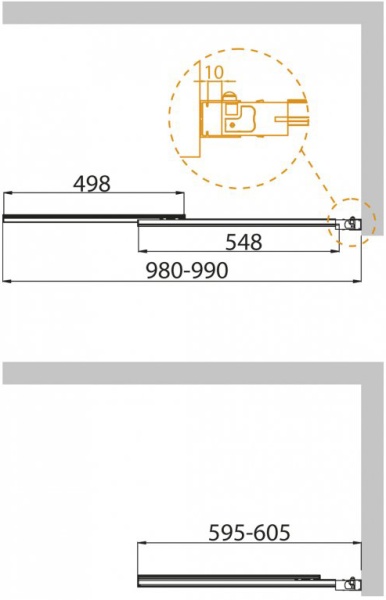 Шторка для ванны распашная раздвижная  Cezares Slider SLIDER-VF-11-100/150-C-Cr 100 см, стекла прозрачные, профиль хром