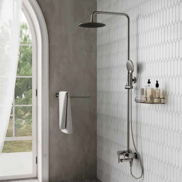 Душевая система со смесителем Wasserkraft  A14201 монтаж настенная без термостата никель