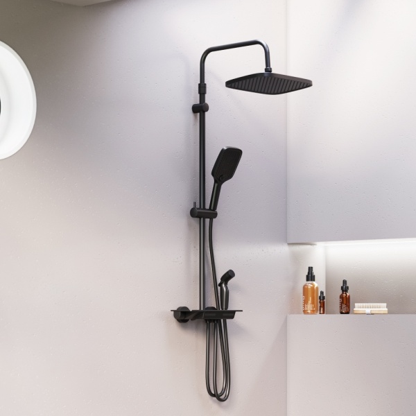 Душевая система со смесителем Damixa Gala 953770300 монтаж настенная с термостатом черный матовый