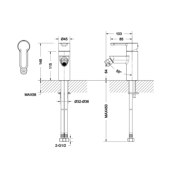 Смеситель для биде Bravat Stream F33783C латунь хром
