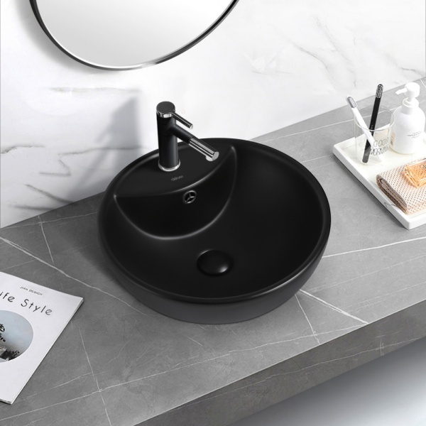 Раковина  круглая Abber Bequem AC2101MB керамика цвет черный матовый