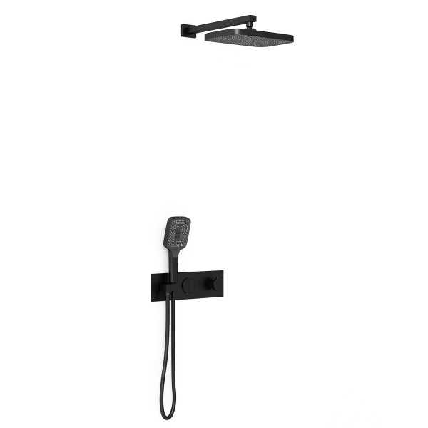 Душевая система со смесителем Vincea  VSFW-422T1MB монтаж встраиваемая в стену с термостатом матовый черный