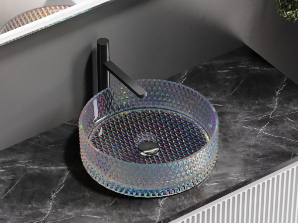 Раковина накладная круглая Ceramica Nova Cristal CN6059 стекло цвет голубой