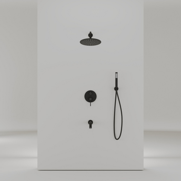 Душевая система со смесителем Sancos Select SC3004MB монтаж встраиваемая  в стену без термостата черный матовый