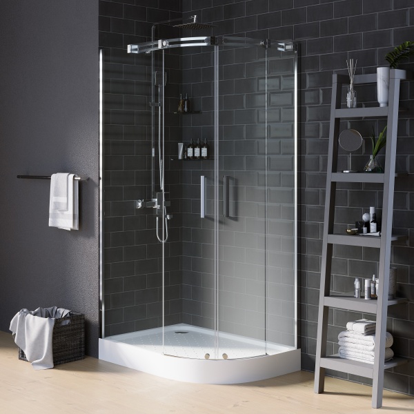 Душевой угол Grossman Galaxy GR-4110L прямоугольная-асимметричная  стекла прозрачные, профиль хром