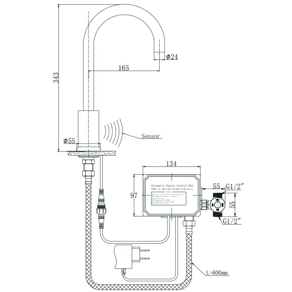 Смеситель для кухни Raiber Sensor RSF88198 без подключения к фильтру хром