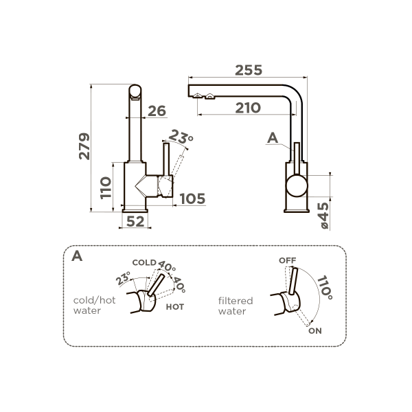 Смеситель для кухни Omoikiri Nakagawa 2 Plus 4994482 с подключением к фильтру светлое золото