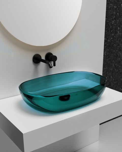 Раковина  овальная Abber Kristall AT2805Aquamarin полиэфирная смола цвет бирюзовый
