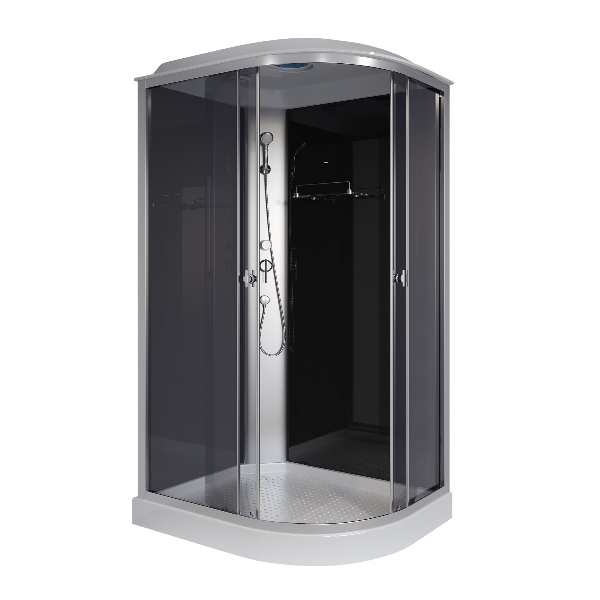 Душевая кабина с крышей Niagara Eco E120/80/13L/TN асимметричная  120x80 стекла тонированные, профиль матовый хром
