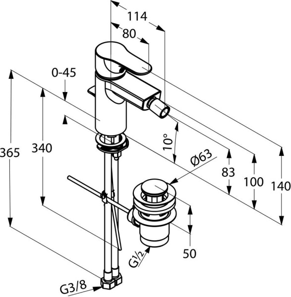 Смеситель для биде Kludi Objekta 324160575 латунь хром