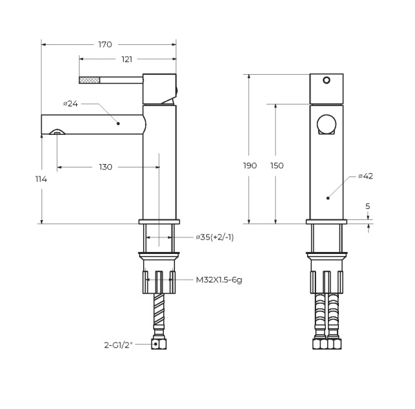 Смеситель для раковины Cezares Relax RELAX-LS2-GM оружейная сталь