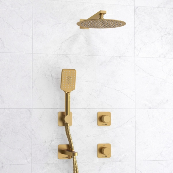 Душевая система со смесителем Wasserkraft Schunter 8200 A8251.307.308.180.259.285.194.201 монтаж встраиваемая в стену без термостата золото