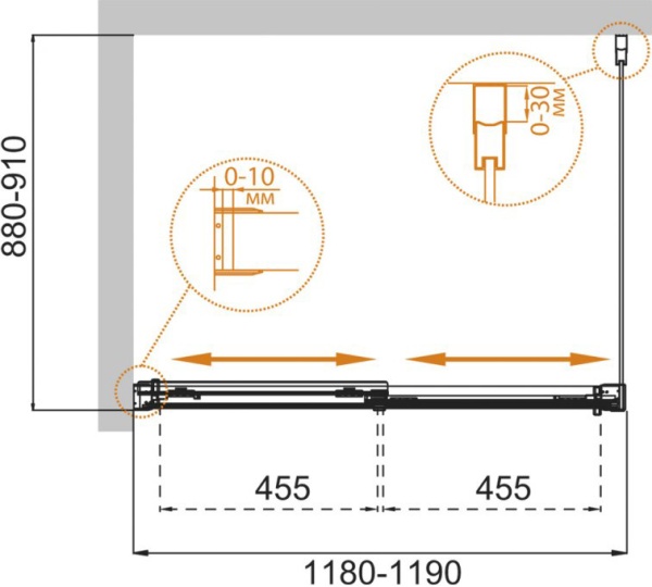 Душевой угол Cezares TANDEM-SOFT-AH-2-120/90-C-Cr-IV 120x90