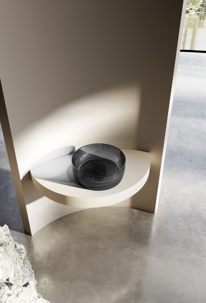 Раковина  круглая Abber Kristall AT2804Onyx полиэфирная смола цвет черный