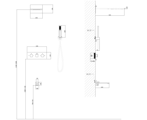 Душевая система со смесителем Abber Daheim AF8253 монтаж настенная без термостата хром
