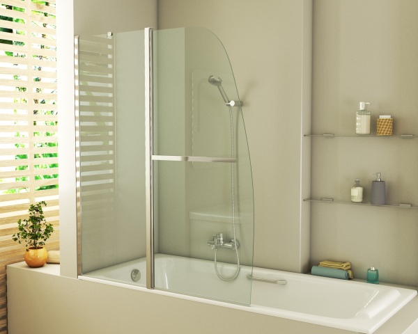 Шторка для ванны распашная  Grossman  GR-100/2 120 см, стекла прозрачные, профиль хром