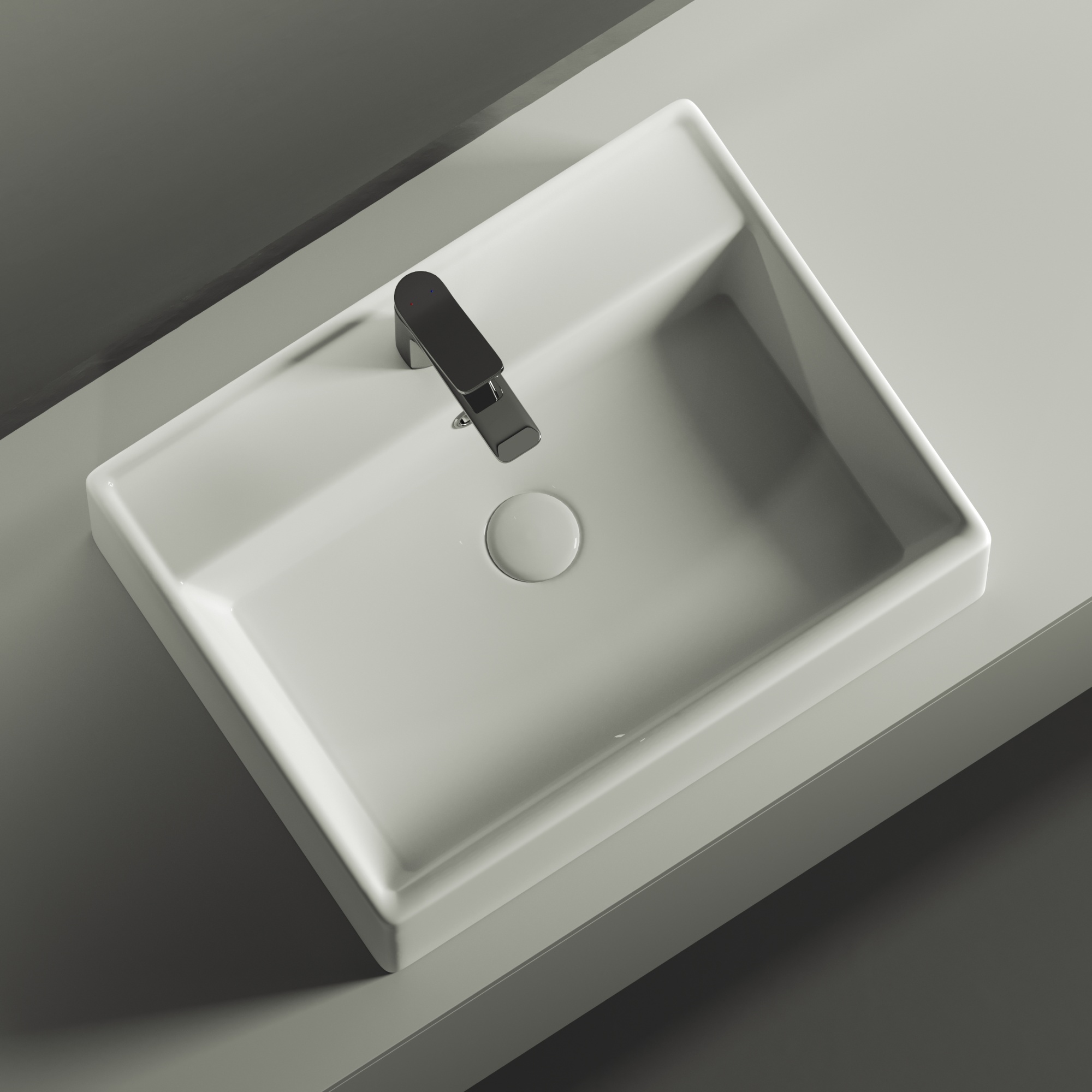 Раковина накладная прямоугольная Ceramica Nova Element CN6046 фарфор цвет белый