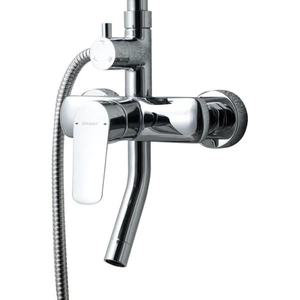 Душевая система со смесителем Bravat Rhein F6429564CP-A-ENG монтаж настенная без термостата хром