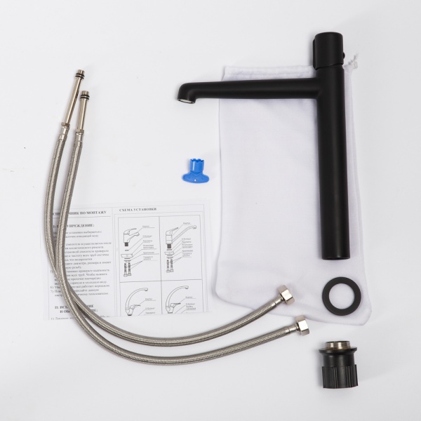 Смеситель для раковины BelBagno Uno UNO-LMC-NERO-W0 черный матовый