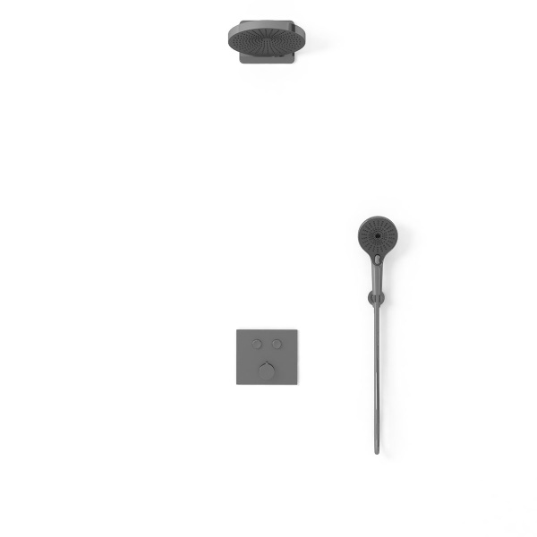 Душевая система со смесителем Vincea Inspire VSFW-4I211GM монтаж встраиваемая в стену без термостата вороненая сталь