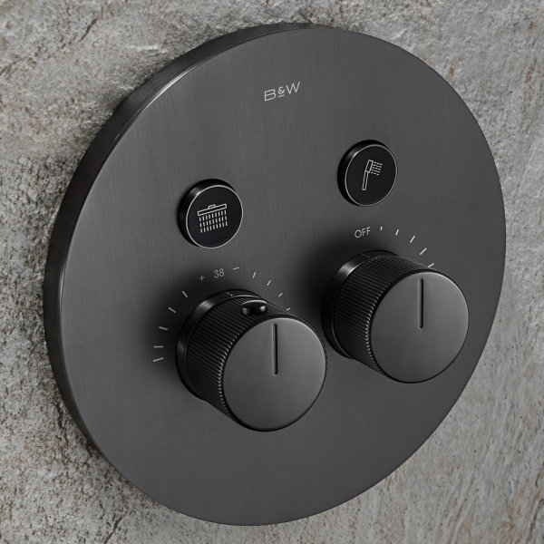 Душевая система со смесителем Black&White Universe U7566GM монтаж встраиваемая  в стену с термостатом вороненая сталь