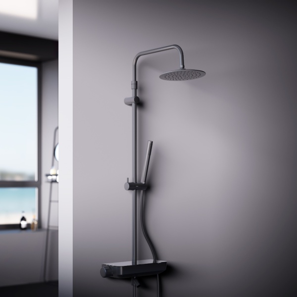 Душевая система со смесителем Damixa Scandinavian Pure 936730300 монтаж настенная без термостата черный матовый