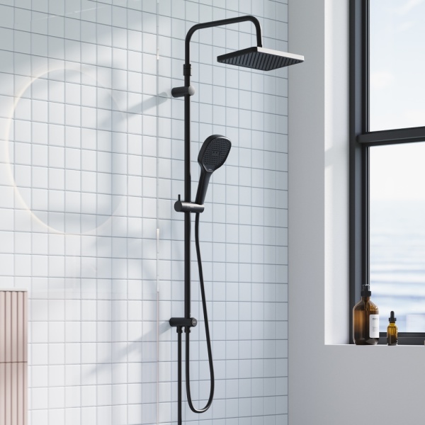 Душевая система без смесителя Damixa Merkur 940000300 монтаж настенная  черный матовый