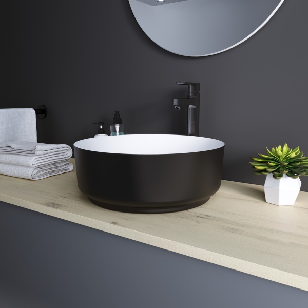 Раковина  круглая Grossman Color GR-4040BW фаянс цвет черно-белый