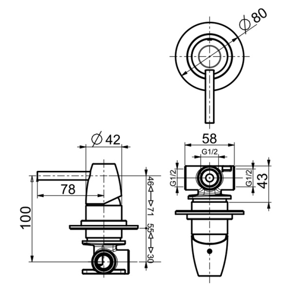 Смеситель для душа Webert Opera moderna OE880101015 встраиваемый в стену 
без термостата хром