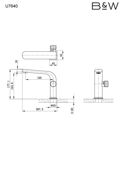 Смеситель для раковины Black&White Universe U7640 хром