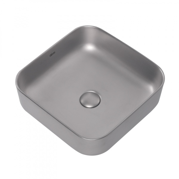 Раковина накладная квадратная  Abber Rechteck AC2211MS фаянс цвет серебро матовое