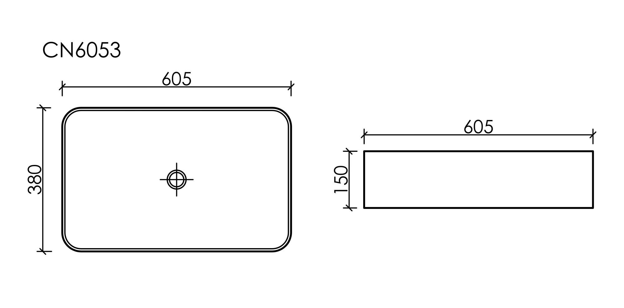 Раковина накладная прямоугольная Ceramica Nova Element CN6053 фарфор цвет белый