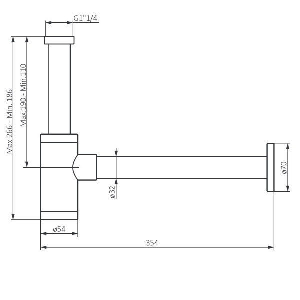 Сифон для раковины Damixa Option 210800300 латунь черный матовый