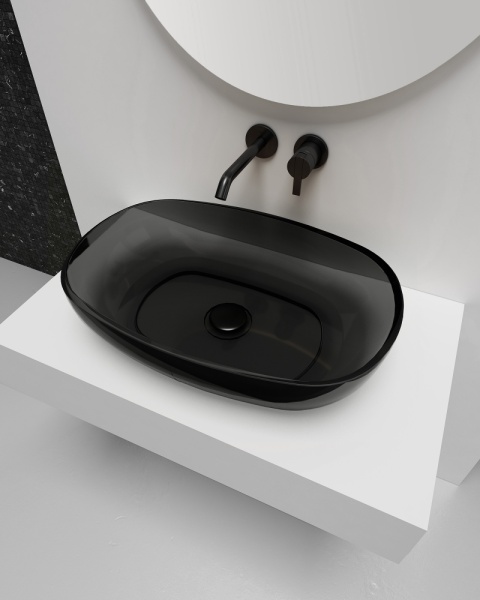 Раковина  овальная Abber Kristall AT2805Onyx полиэфирная смола цвет черный
