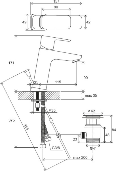 Смеситель для раковины Ravak 10° Free X070128 хром