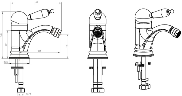 Смеситель для биде Boheme Imperiale Presente 326 латунь золото