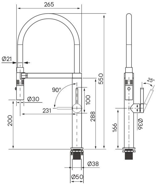 Смеситель для кухни Paulmark Leader Le214101-NI без подключения к фильтру никель