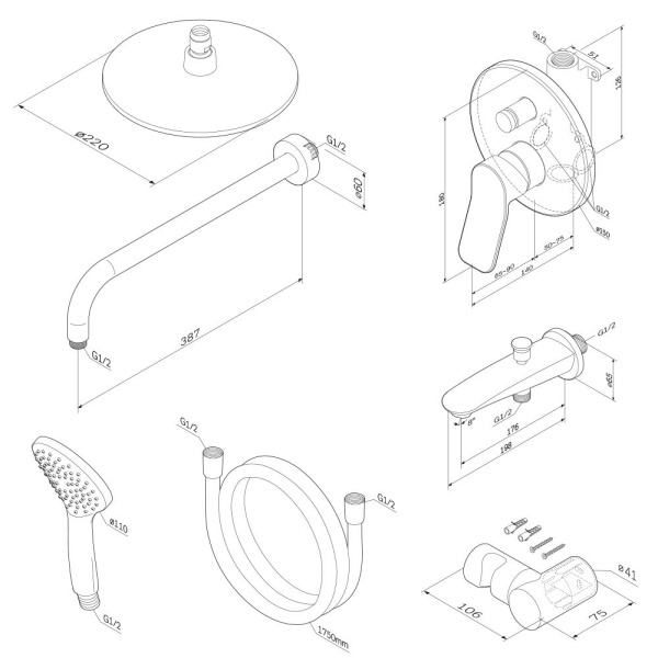 Душевая система со смесителем Am.Pm X-Joy FB85A10000 монтаж встраиваемая в стену без термостата хром