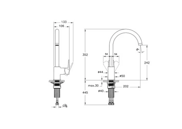 Смеситель для кухни VitrA Flow Soft A4341936EXP без подключения к фильтру матовый черный