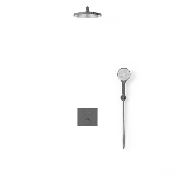 Душевая система со смесителем Vincea  VSFW-4212GM монтаж встраиваемая в стену без термостата вороненая сталь