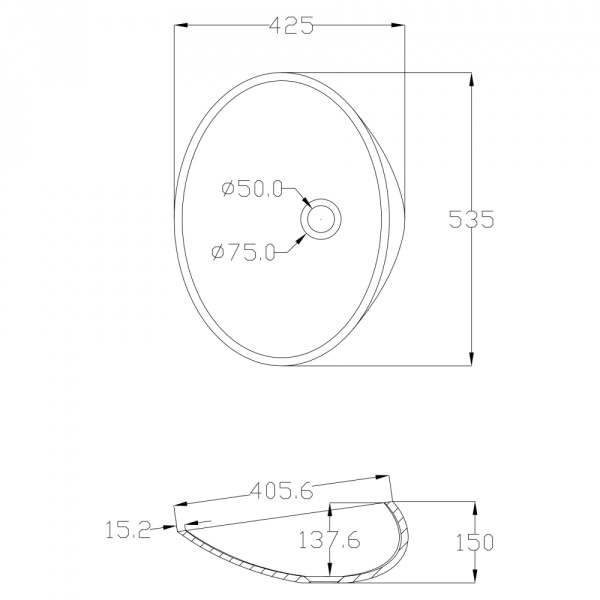 Раковина  овальная Abber STEIN AS2616 искусственный камень цвет белый матовый