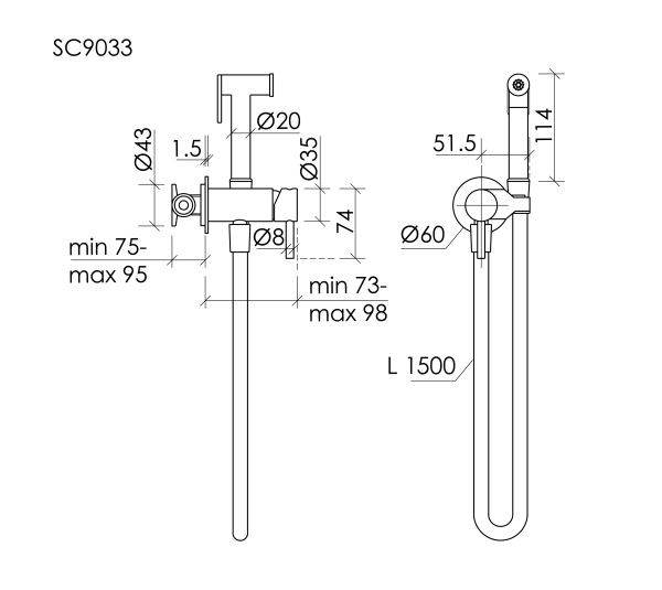 Гигиенический душ Sancos Etna SC9033BG встраиваемый в стену брашированное золото