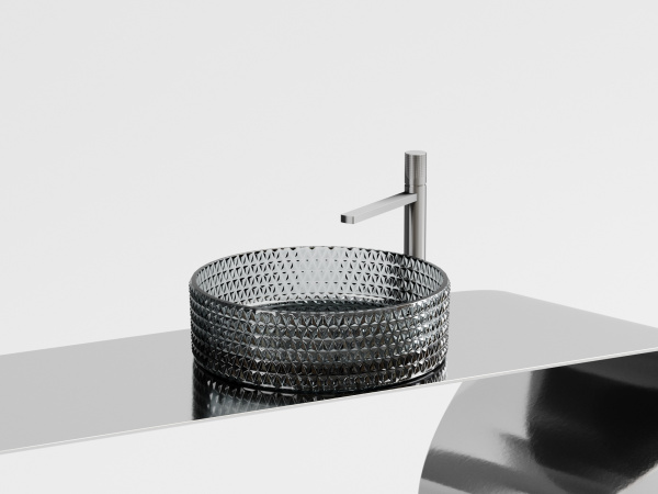 Раковина накладная круглая Ceramica Nova Cristal CN6060 стекло цвет черный