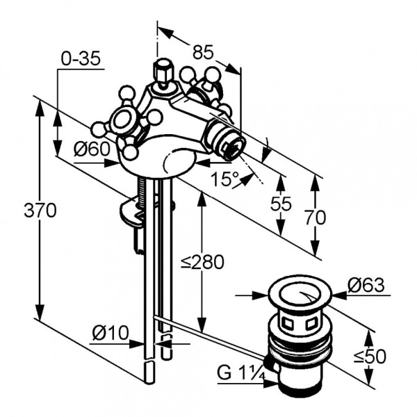 Смеситель для биде Kludi Adlon/1926 512114520 латунь золото